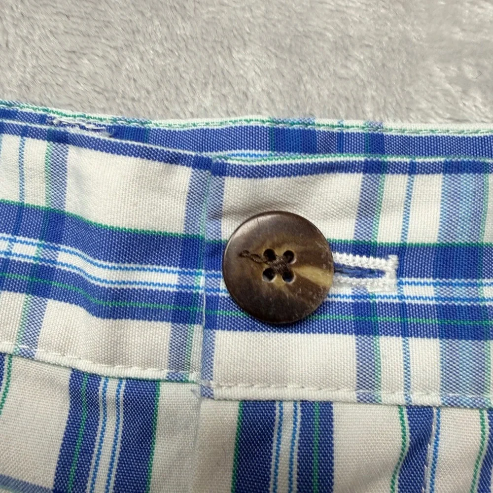 Adidas Golf Shorts Mens 40 Blue White Plaid Flat Front Preppy 11